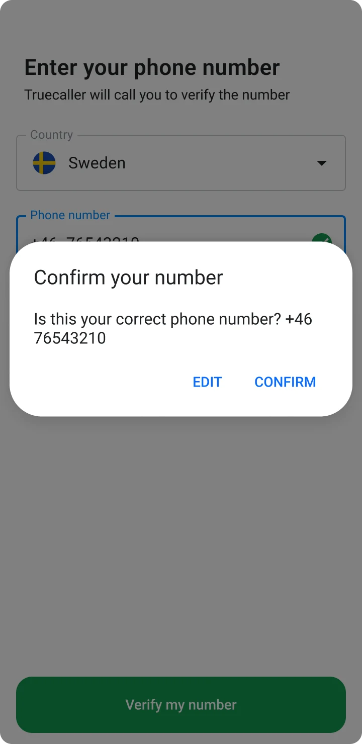 Confirm your number
